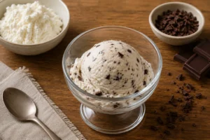 gelato alla ericotta con scaglie di cioccolato