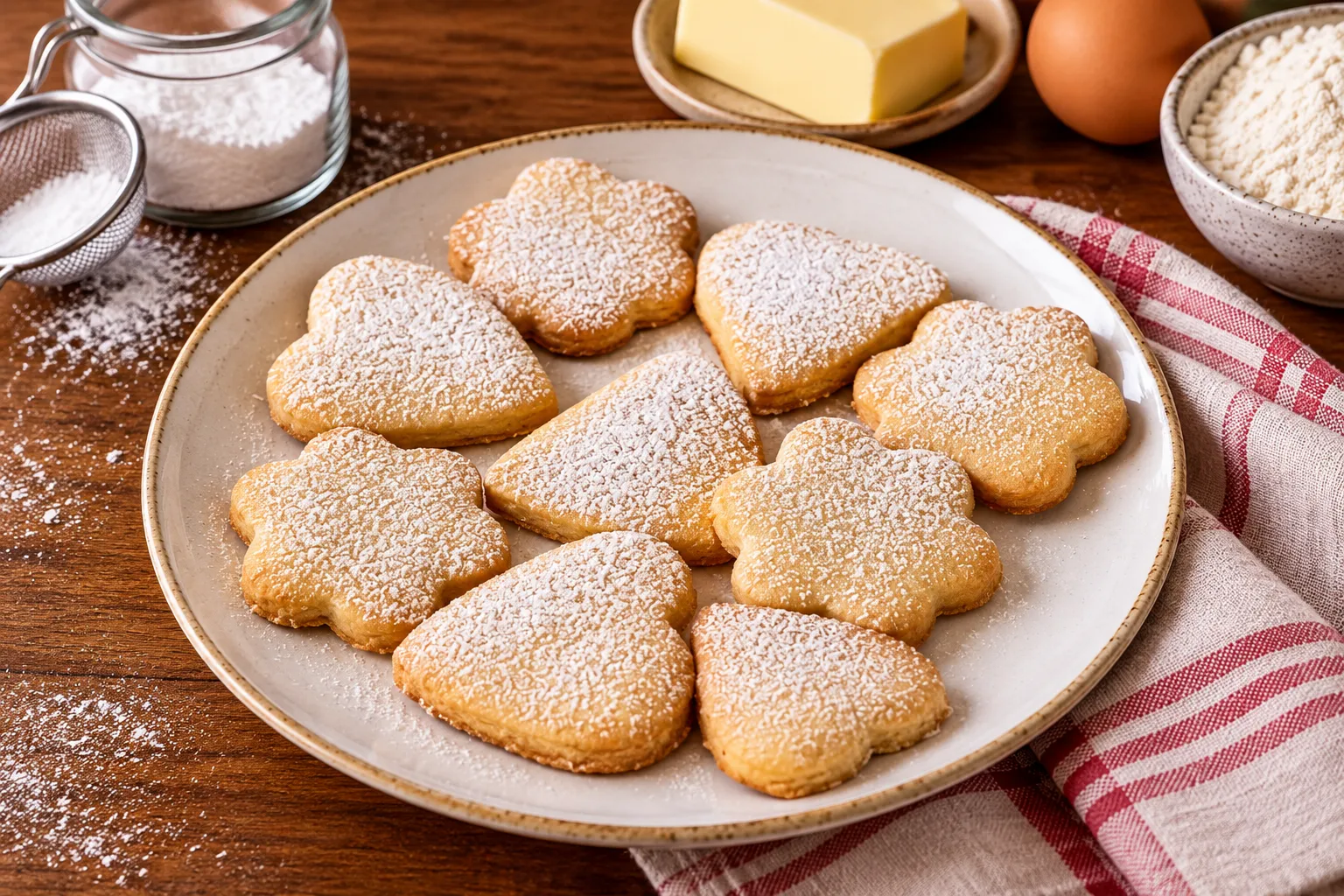 Biscotti di pasta frolla 1 Biscotti rustici spolverati di zucchero a velo