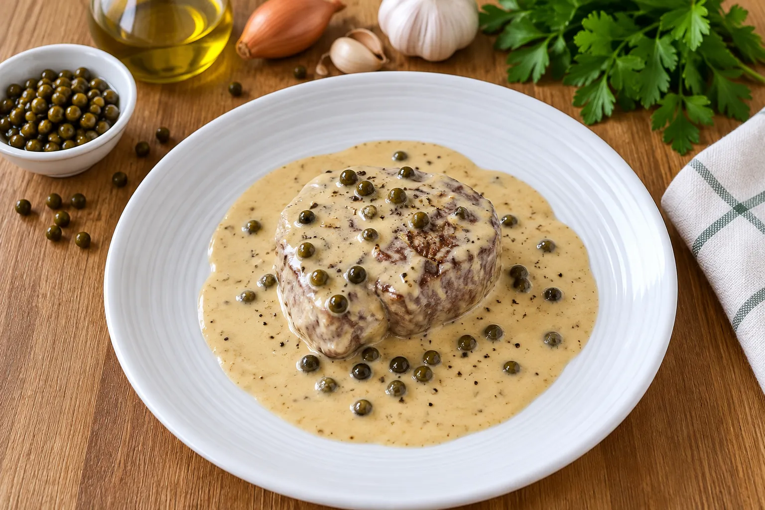 Filetto al pepe verde cremoso e raffinato 1 Filet al pepe verde in salsa cremosa