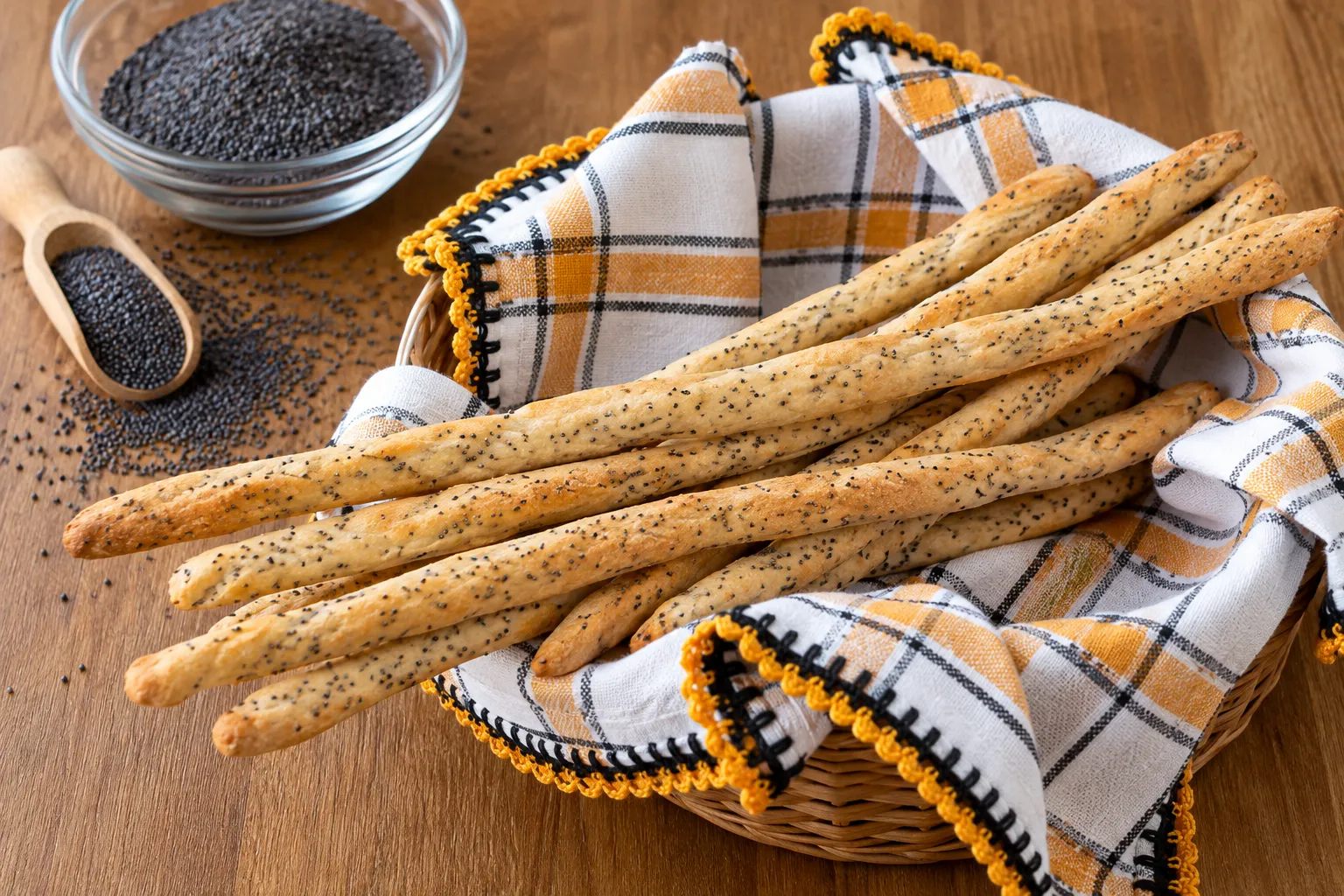 Grissini con semi di papavero 1 Grissini rustici ai semi di papavero