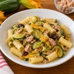 Pasta con zucchine tonno e fiori di zucca