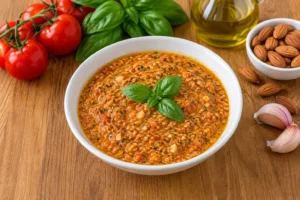 Pesto siciliano rustico con ingredienti freschi