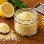Sale al limone rustico su tavola di legno