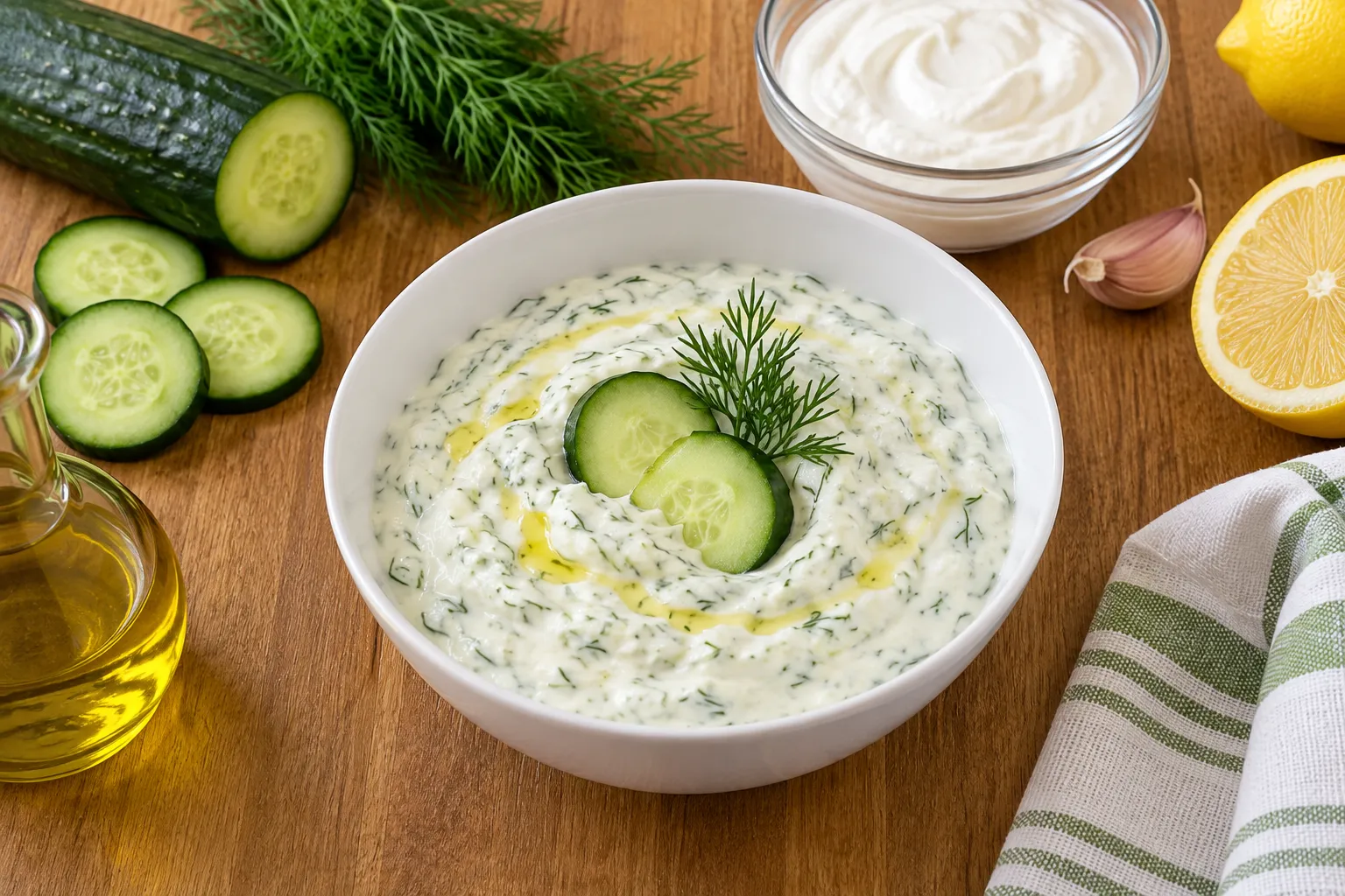 Tzatziki cremoso con aneto e cetrioli